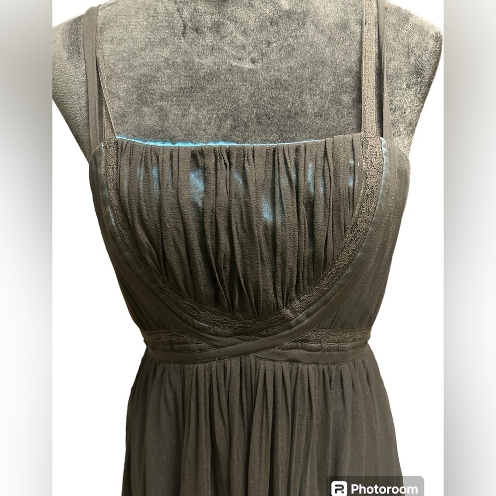 Laundry by Shelli Segal Silk Dress Blue Black Chiffon Overlay - Picture 3 of 8